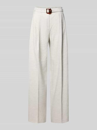 HUGO BOSS Weite Hose aus Leinen-Mix mit G&uuml;rtelschnalle in Beige, Gr&ouml;&szlig;e 32