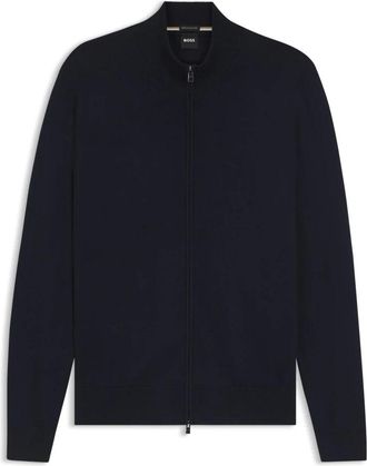 HUGO BOSS Balonso Cardigan - Heren - Vesten - Blauw - S - Wol - Truien & Vesten