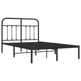Berkfield Home Metal Bed Frame with Headboard Black 120x190 cm Small Double
