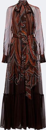 Etro Paisley tie-neck silk maxi dress