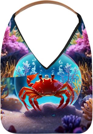 Generic Crab Crystal Ball Reusable Lightweight Grocery Bags - Foldable Into Compact Pouch, Washable & Sturdy, Multipurpose for Shopping and Travel