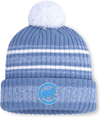 Nike Chicago Cubs Peak Nike Mens MLB Cuffed Pom Beanie in Blue | NB160GSPEJ-VXG
