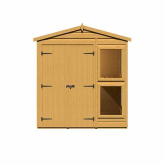 Shires Sun Hut 6 x 4 Feet Potting Shed - L119 x W185.8 x H214.6 cm in Brown
