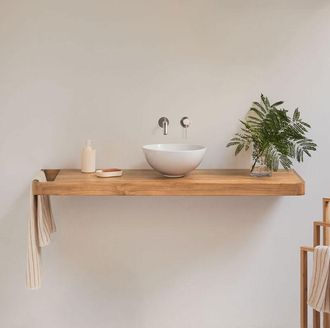 Sklum Conjunto De Mueble De Ba&ntilde;o 130x45 Cm Suspendido En Madera De Teca Neill Sklum