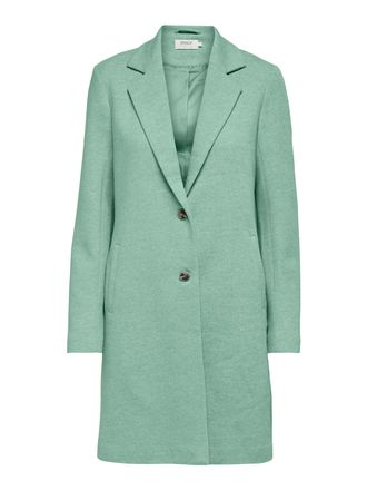Only Kurzmantel ONLY ONLCARRIE MEL COAT OTW NOOS, Damen, Gr. 38, lichen, Web, Obermaterial: 55% Baumwolle, 45% Polyester, unifarben, tailliert kniefrei, V-