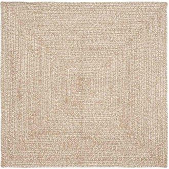 vidaXL vidaXL Tappeti per area Quadrato Naturale e Bianco 120 x 120 cm Juta