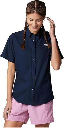 Columbia Tamiamitm II Short Sleeve Shirt Womens Short Sleeve Button Up Collegiate Navy : LG, Mesh/Polyester