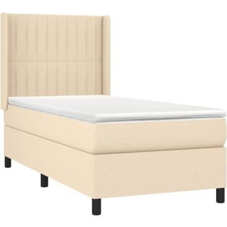 vidaXL Vidaxl - Cama Box Spring Colch&oacute;n Y Luces Led Tela Crema 90x200 Cm