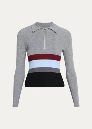 Toccin Faye Colorblock Half-Zip Polo Sweater