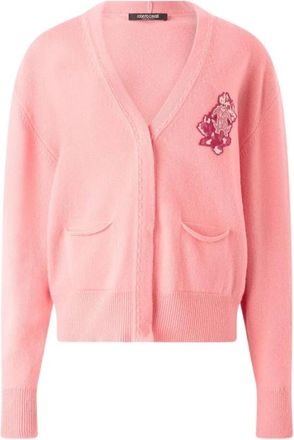 Roberto Cavalli Spiegel Slang Monogram Wollen Vest - Dames - Vesten - Roze - M - Wol - Truien & Vesten