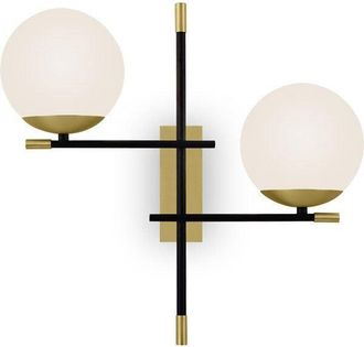 Maytoni Applique Contemporanea Nostalgia Metallo Oro Opaco 2 Luci Diffusori Bianchi