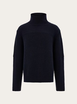 Ferragamo Men High neck knitted sweater Blue