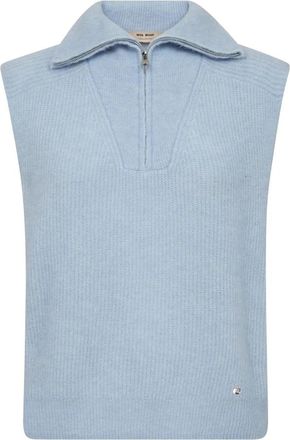 Mos Mosh Thora Highneck SL Knit - Dames - Coltruien - Blauw - L - Wol - Truien & Vesten