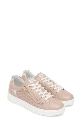Nero Giardini Side Zip Perforated Leather Sneaker in Rose at Nordstrom, Size 11Us