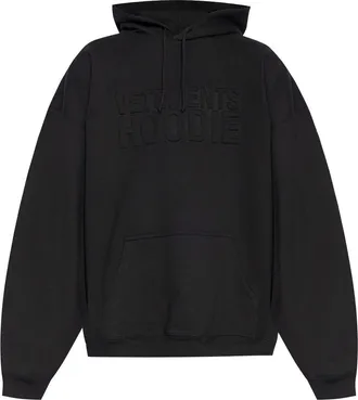 VETEMENTS logo-embossed hoodie - men - Cotton - S - Black