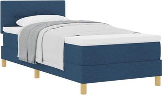 vidaXL Box Spring Bed with Cushion Manual Blue 90 x 190 cm Fabric vidaXL