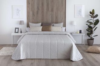 Confecciones Paula Colcha Bouti acolchada piqu&eacute; relleno 200 gr cama 135 geometrico beige