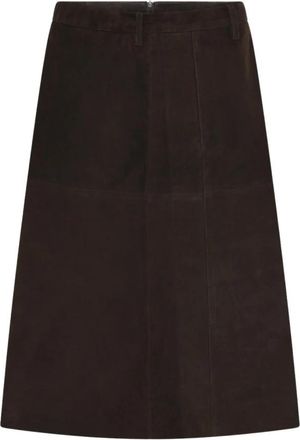 Bruuns Bazaar Leather Skirts - Dames - Leren & Su&egrave;de rokken - Bruin - M - Rokken