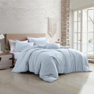 Modern Threads 4-Piece Garment-Washed Comforter Set - Beck Dark Rose - Queen in Light Blue at Nordstrom Rack, Size King