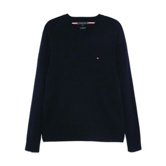 Tommy Hilfiger Round-neck Knitwear, male, Blue, XL, Crew Neck Jumper with Logo