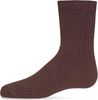 MeMoi Ribbed Rich Crew Socks in Cocoa at Nordstrom, Size 6-12M