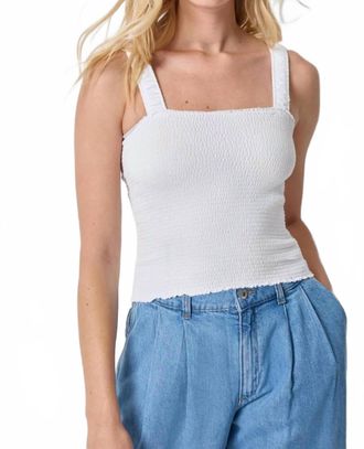 Lilla P Organic Smocked Tank Top In White