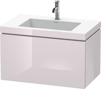 Duravit Lavabo Para Muebles Duravit L-cube C-bonded Con Base, Colgante, 80x48 Cm, 1 Extra&iacute;ble, Sin Rebosadero, 1 Agujero Para Grifo, Color: Laca Blanca Lila A