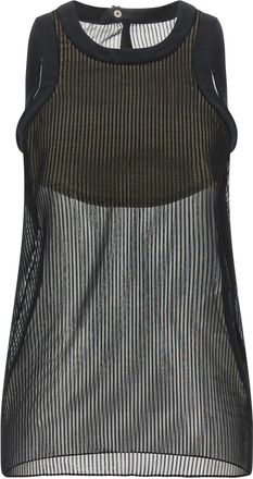 sacai Black Round Neck Striped Top