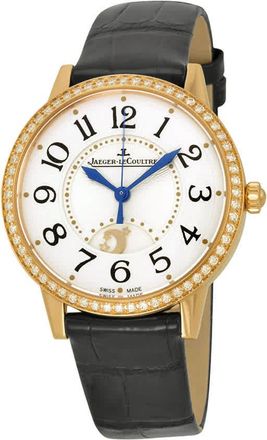 Jaeger-LeCoultre Rendez-Vous Silver Dial 18kt Rose Gold Diamond Black Leather Ladies Watch Q3442520