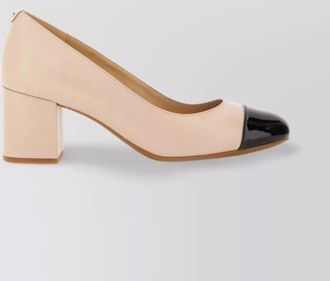 Michael Kors block heel round toe two-tone pumps