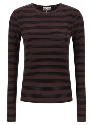 Ganni Brown Striped Sweater