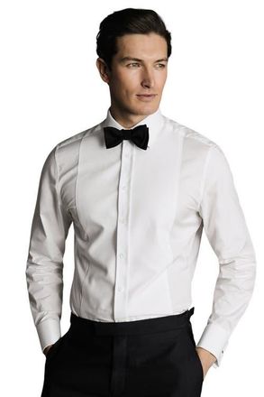 CHARLES TYRWHITT Bib Front Evening Slim Fit Shirt Double Cuff in White at Nordstrom, Size 17 - 35