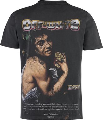 Off-white Mens Printed Cotton T-Shirt Black Main: Cotton; Collar: T-Shirts And Polos