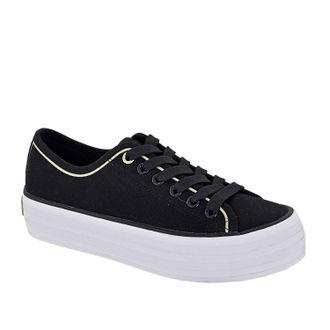 Andrea Womens Platform Canvas Sneakers In Black