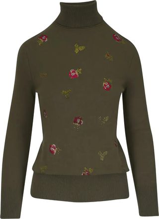 Libertine - Libertine Maglione a collo alto con decorazione a fiori - Verde
