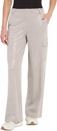 Lyss&eacute; Womens Callie Patent Foil Vegan Suede Cargo Pant In Liquid Soft Taupe
