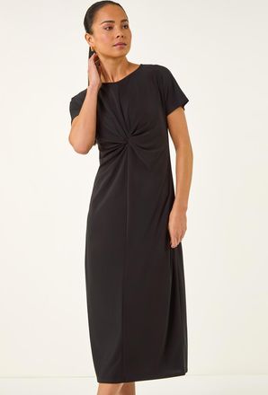 Roman Twist Front Stretch Midi Dress