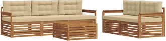 vidaXL Conjunto De Sof&aacute;s De Exterior 6 Uds. Natural Y Beige Vidaxl