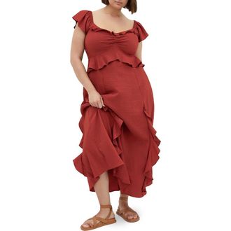 City Chic Frill Ruffle Maxi Dress in Sienna at Nordstrom Rack, Size Xl/22W