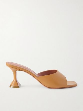 Amina Muaddi Mule In Pelle Lupita - Marrone