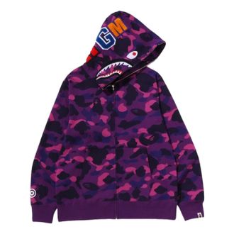 A Bathing Ape Color Camo Shark Full Zip Hoodie Purple 1M70-115-005-PUR