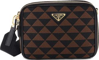 Prada Symbole Zip Around Shoulder Bag Jacquard crossbody bag - Marrone