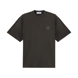 Stone Island Patch Logo T-shirt - Heren - T-shirts - Grijs - M - Katoen - Tops