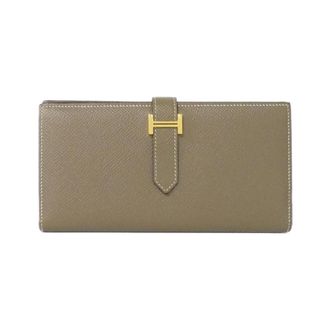 Herm&egrave;s Etoupe Gray Epsom Leather Middle Wallet (Bi-Fold) (Pre-Owned)