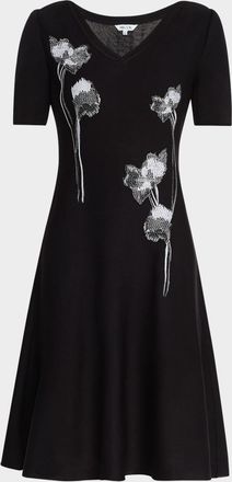 Misook Modern-Fit Embroidered Knit Dress