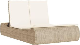 vidaXL Tumbona Doble Con Cojines Rat&aacute;n Sint&eacute;tico Beige Vidaxl