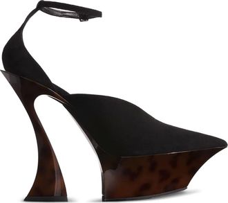 MUGLER 95 mm muiltjes met sculpturale hak en enkelbandje - Bruin
