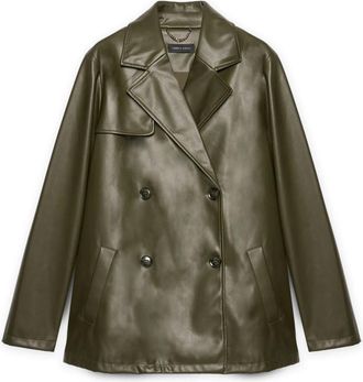 Fiorella Rubino Double-breasted Biker Jacket - Dames - Zomerjassen - Groen - 3XL - Polyester - Jassen