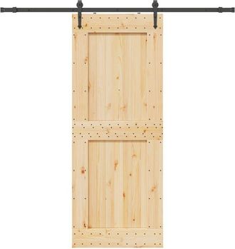 vidaXL Vidaxl - Puerta Corredera Con Herrajes Madera Maciza De Pino 90x210 Cm