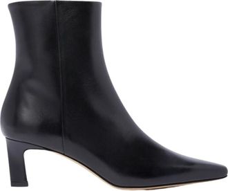Scarosso Kitty Zwarte Enkellaarsjes - Dames - Laarzen met Hak - Zwart - 36 EU - Leer - Schoenen